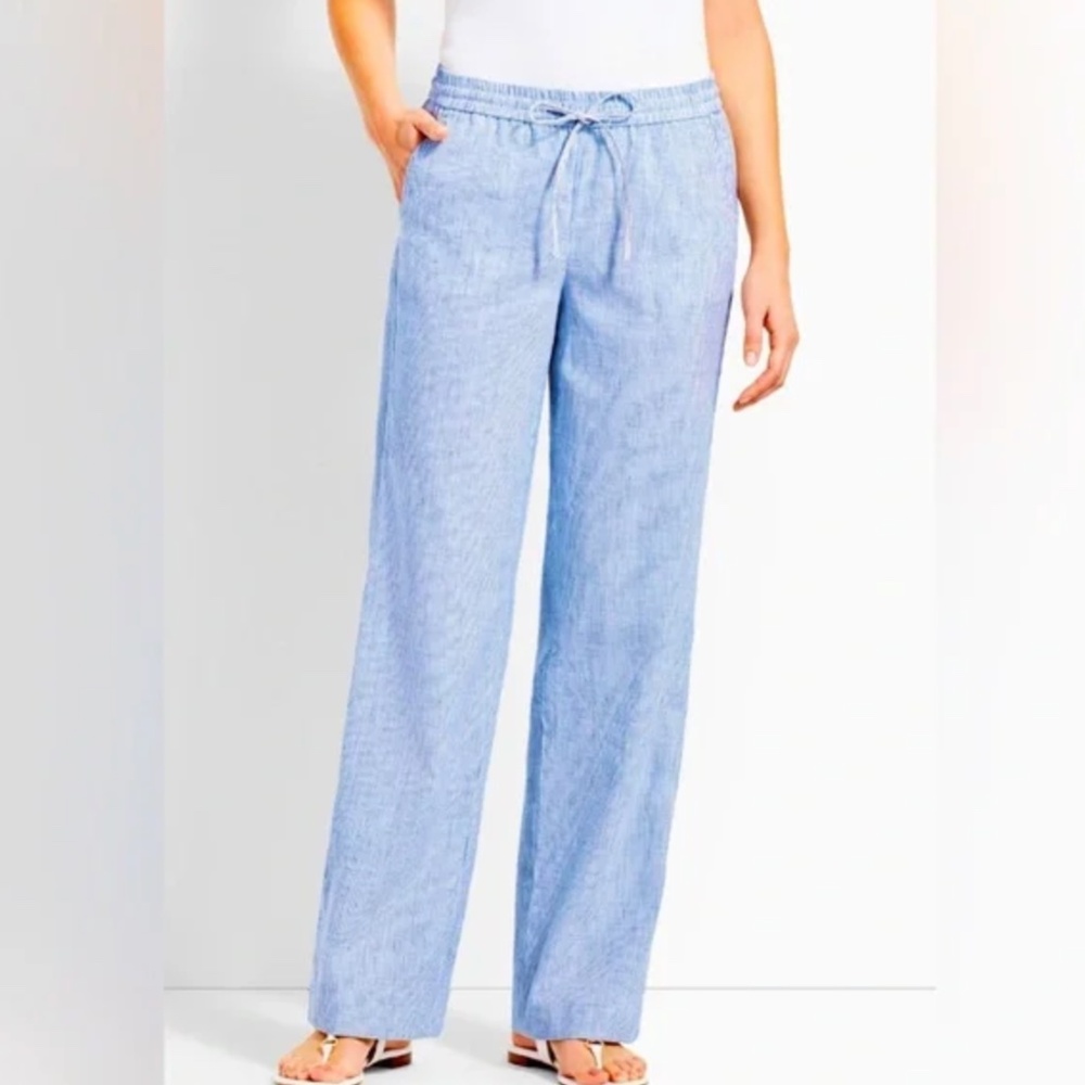 Djerf Avenue inspired cotton/linen wide leg drawstring striped boxer pants!